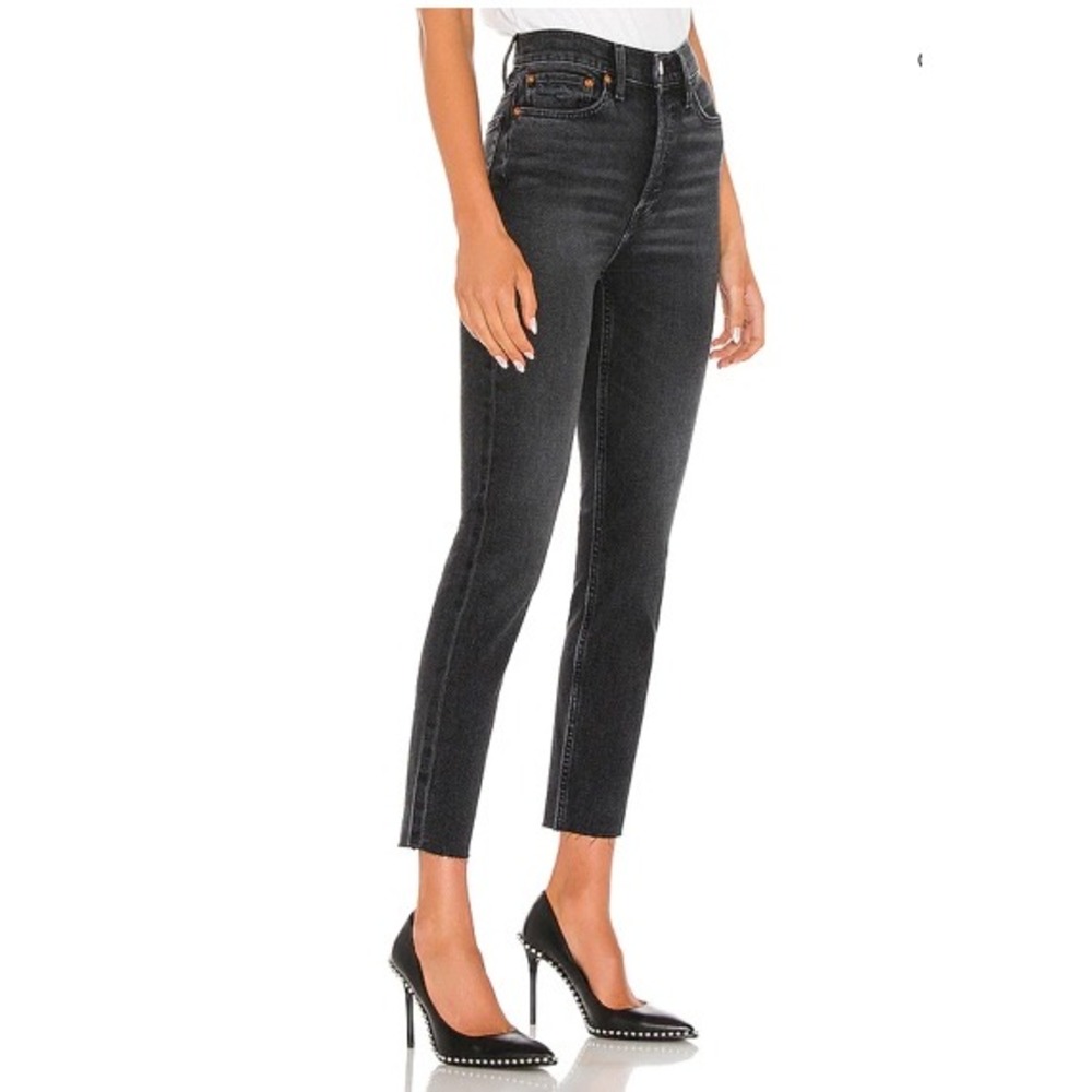 Re/Done Black 90s High Rise Ankle Crop Jeans Size 28